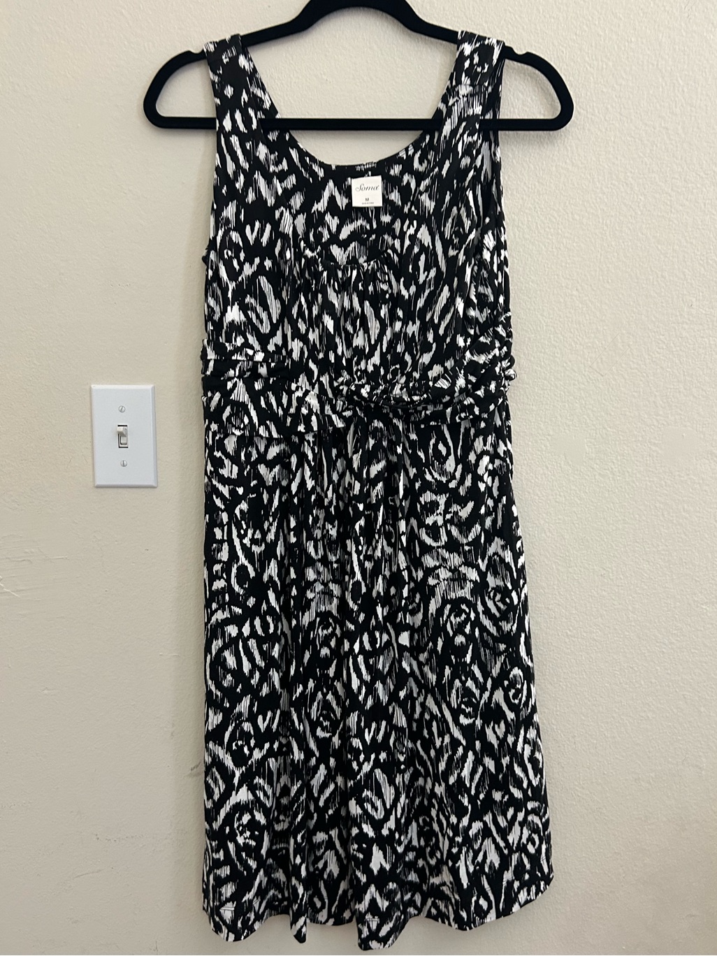 Soma Black & White Abstract Print Sleeveless Dress | Size M